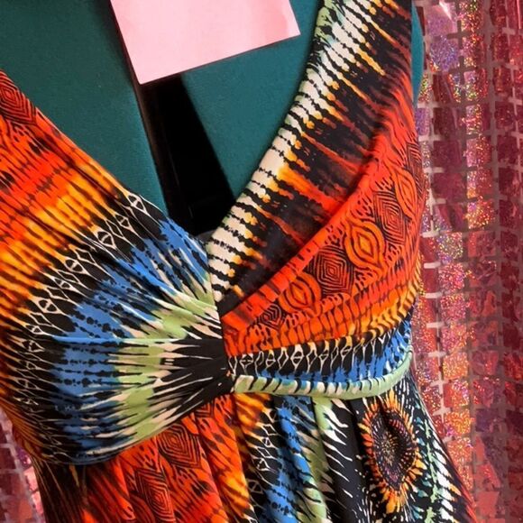 CHICOS tribal print maxi dress in size small - Picture 6 of 11